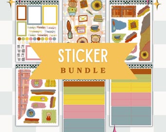 Beary Chill Vibes Sticker Bundle | Cozy Bear Planner Stickers | Fall Summer Autumn Journal Kit | Cute Scrapbook Stickers | Weekly Kit