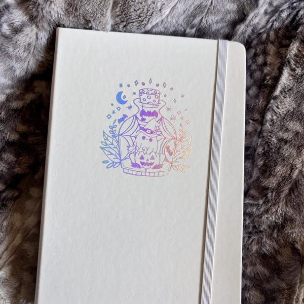 Holographic Ghost Notebook: Vegan Leather A5 Dot Grid Journal