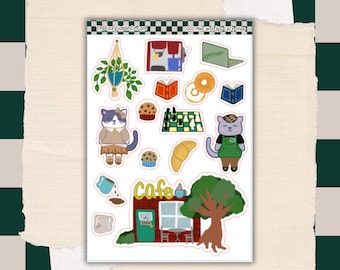 Milo & Jips Cafe Shop Journal Stickers | Planner Stickers - Hand Drawn by TheCozyGoblinCo