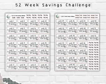 52-Week Money Savings Challenge Tracker | Stickers | Functionals | StuckOnCreations | F-106