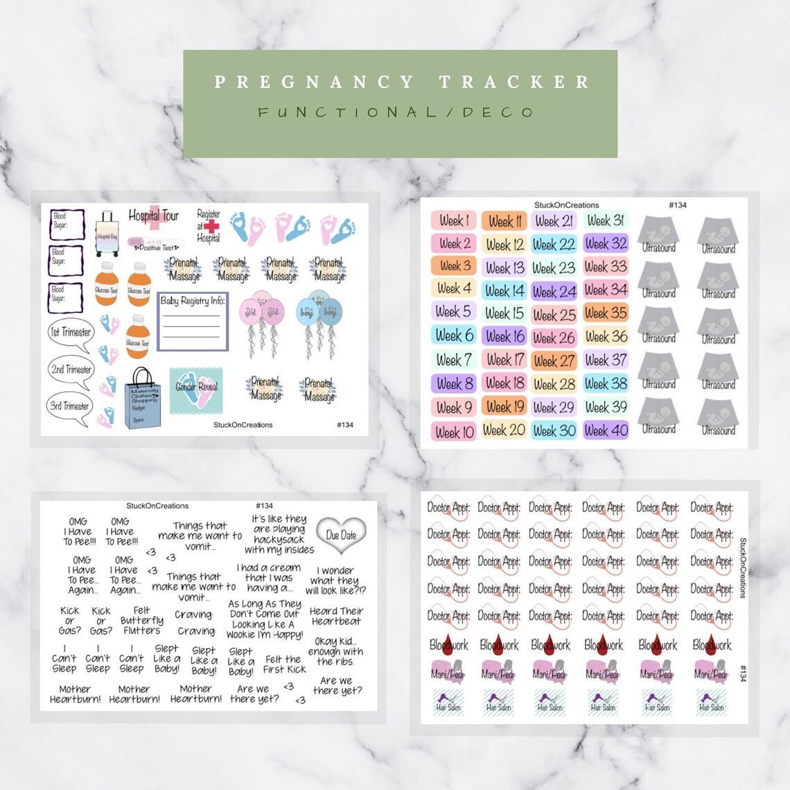 Pregnancy Tracker Planner & Calendar Stickers 134 Etsy