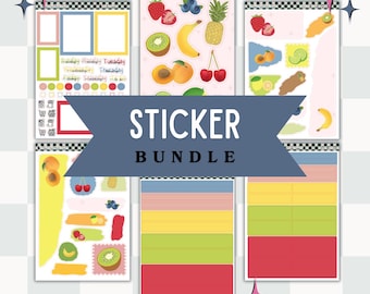 Fruit Planner Sticker Bundle | Functional Weekly Kit Stickers | Colorful Fruit Stickers | Journal & Scrapbook Deco | Cute Summer Stickers