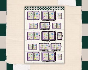 Journal Icon Stickers | Planner Accessories, Black & White Backgrounds