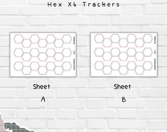 Hex Lines x6 Trackers Functional Stickers | Stickers | Functionals | StuckOnCreations | F-124