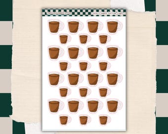 Glazen koffiekopje dagboekstickers | Plannerstickers