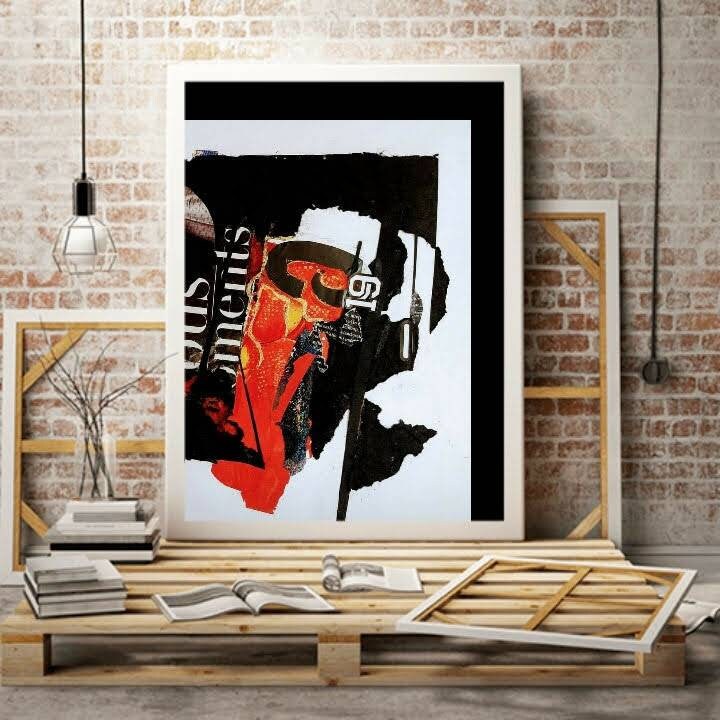 Abstract Wall art red black and white affordable art Etsy