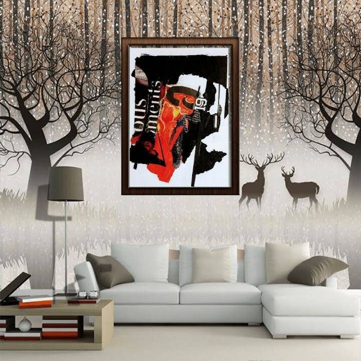 Abstract Wall art red black and white affordable art | Etsy