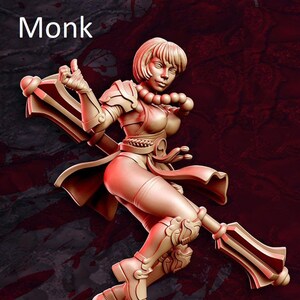 Monk Female Warrior dnd miniatura Resina stampata 28-32mm miniatura Tavolo Fantasy Gaming D&D Pathfinder Frostgrave RN Estudio