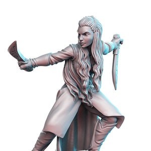 Aurielle Elf Warrior Miniature: Resin Printed, D&D RPG, 28-32mm