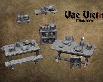 Furniture Set tavern RPG miniature furniture for Tabletop Gaming (DnD/Pathfinder/)