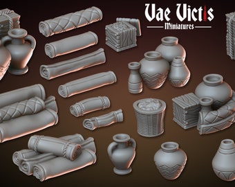 Merchant Props Goods RPG miniature furniture 3D Printed 28mm Scatter Terrain Tabletop Fantasy Scenery Gaming D&D props pathfinder