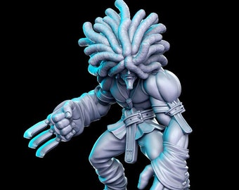 Damur Ninja Monk 3D D&D Resin Printed 32mm/28mm Miniature Dungeons Dragons DnD Pathfinder Tabletop Display RPG RN Estudio JRPG Vol.5