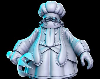 Salweeki Chef 3D D&D Resin Printed 32mm/28mm Miniature Dungeons Dragons DnD Pathfinder Tabletop Display RPG RN Estudio JRPG Vol.5