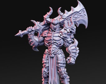 Astorath Skeletal Demon Warrior Dark Knight dnd miniature 3D Resin Printed 28-32mm Tabletop Fantasy Gaming D&D Pathfinder Frostgrave
