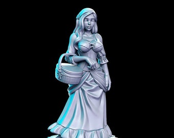 Alice Sexy Market Girl NPC Peasants and Trades D&D Resin 32mm 28mm Miniature Dungeons Dragons DnD Pathfinder Tabletop Display RPG RN Estudio
