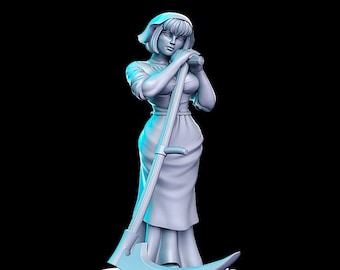 Rosalia Female Reaper NPC Peasants and Trades D&D Resin 32mm 28mm Miniature Dungeons Dragons DnD Pathfinder Tabletop Display RPG RN Estudio