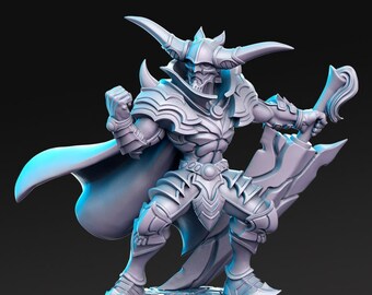 Evil Undead Knight King Dhardan D&D 3D Resin Printed 32mm / 28mm Miniature Dungeons Dragons DnD Pathfinder Tabletop Display RPG RN Estudio