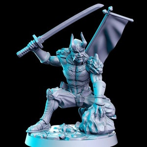 Yoshinobu / Yoshimitsu Demon Samurai D&D Resin 32mm / 28mm Miniature Dungeons and Dragons Pathfinder Tabletop RPG RN Estudio Soul Calibur