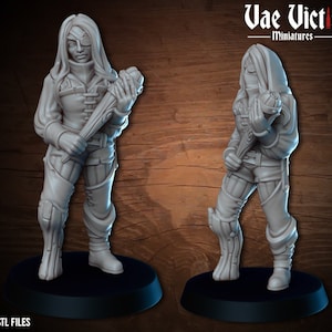 Human Bandit Frau RPG Miniatur 3D Resin gedruckt 28-32mm Tabletop Fantasy Gaming D & D Pathfinder Frostgrave Mine