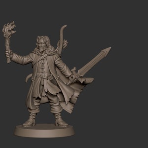 Belevor Ranger Fighter Sword Torch dnd Miniature 3D Resin Stampato 28-32mm Tabletop Fantasy Gaming D&D Pathfinder Frostgrave