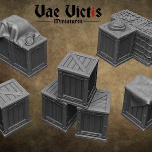 Kisten RPG Miniatur Möbel 3D Gedruckt 28mm Scatter Terrain Tabletop Fantasy Szenerie Gaming D&D Requisite Pathfinder