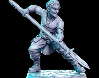 Gharr-speerjager - klassieke JRPG vol 4 D&D-hars 32 mm 28 mm miniatuur Dungeons and Dragons DnD Pathfinder tafelblad-RPG RN Estudio