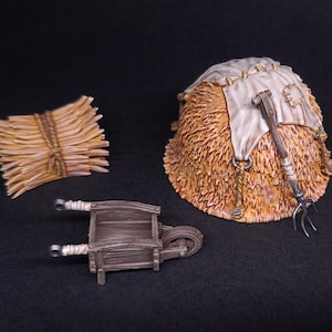 Bemalte Bauernhof Heu Requisiten RPG Miniatur Möbel gemalt 3D Gedruckt 28 mm Scatter Terrain Tabletop Fantasy Landschaft Gaming D & D Requisiten Pathfinder