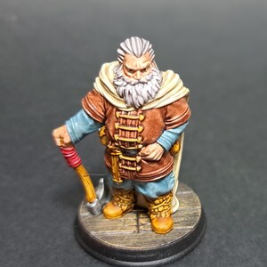 Grandpa NPC axe painted Dungeons and Dragons Mini RPG Tabletop Miniature DnD Painting Pathfinder 5e DnD gift