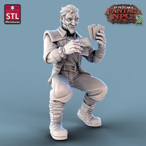 Card Player A dnd miniatura 3D Resina Impressa 32 mm Mesa Fantasia Jogos D&D Pathfinder Frostgrave RN Estudio