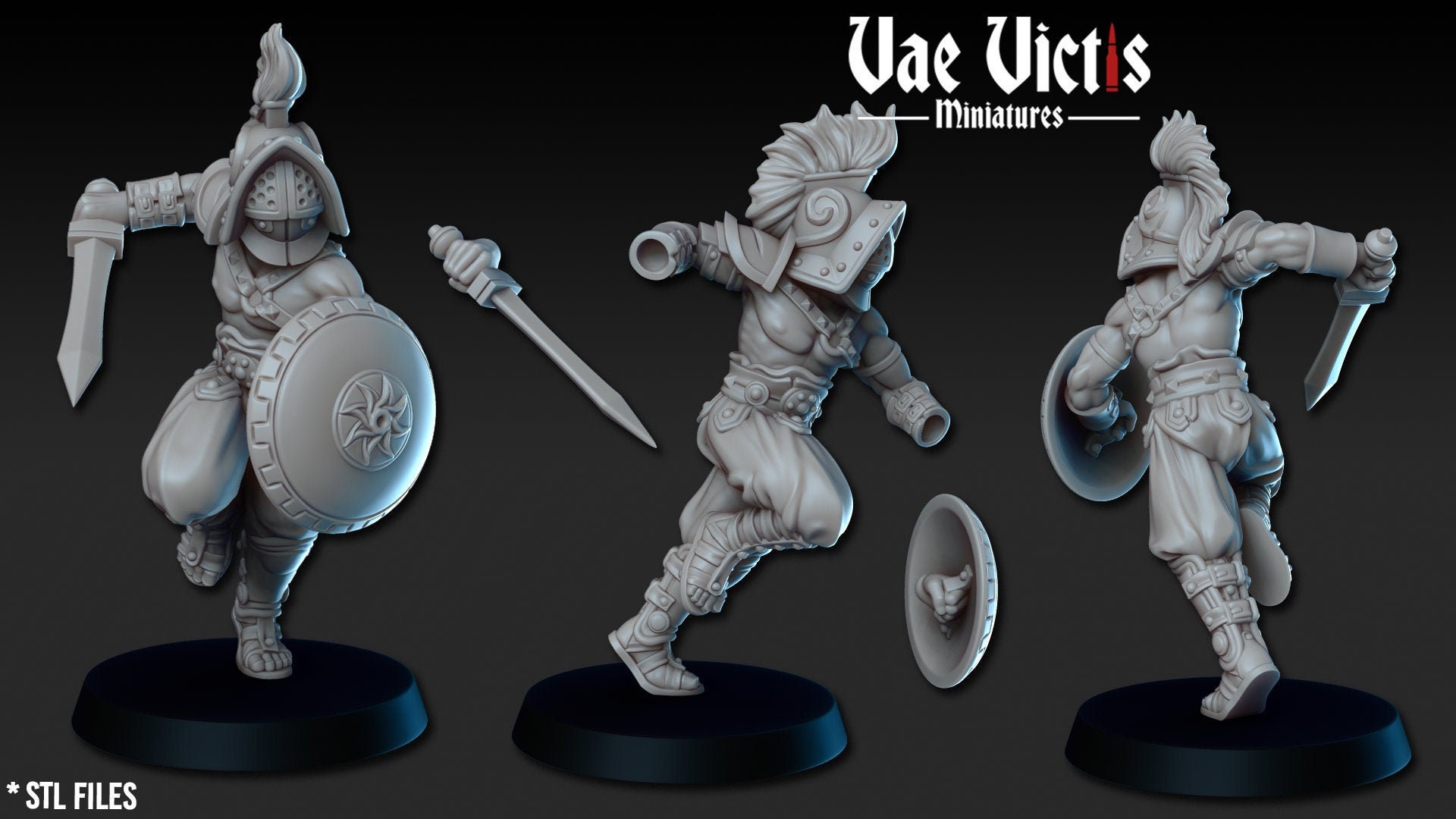 Gladiador humano masculino RPG miniatura 3D resina impresa 28-32mm