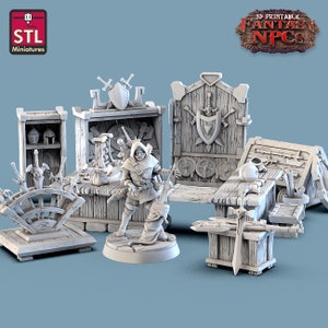 Weapons Merchant Set with minis  Dungeons and Dragons, Pathfinder, Tabletop Gaming 28mm Terrain RPG