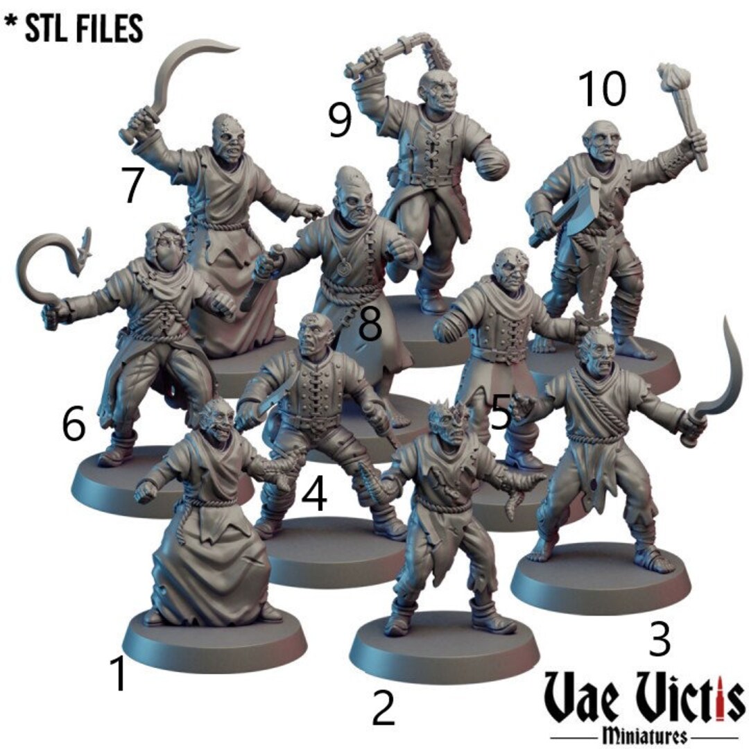 Cultist RPG Miniature 3D Resin Printed 28-32mm Tabletop Fantasy Gaming ...