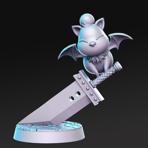 Jayro Batomon Berserker D&D Resina 3D stampata 32mm / 28mm Miniature Dungeons Dragons Pathfinder Final Fantasy Moogle Display RPG RN Estudio