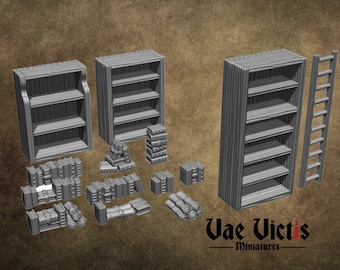 Library RPG miniature furniture 3D Printed  28mm Scatter Terrain Tabletop Fantasy Scenery Gaming D&D props pathfinder