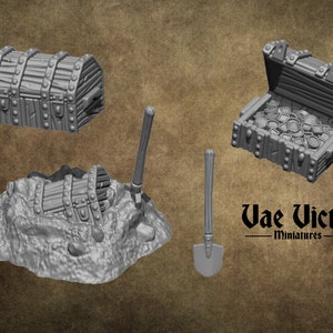 Treasure Chests RPG miniature furniture 3D Printed  28mm Scatter Terrain Tabletop Fantasy Scenery Gaming D&D props pathfinder