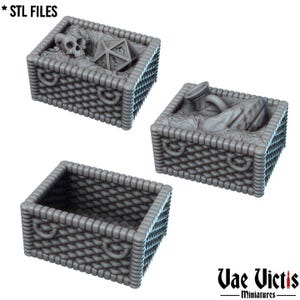3D Printed Crates with Artifacts, RPG Miniature Scenery