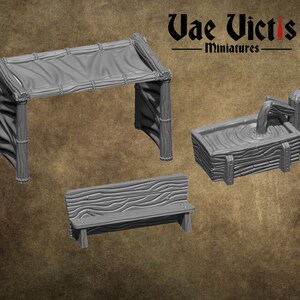 Town sceneries RPG miniature 3D Printed 28mm Scatter Terrain Tabletop Fantasy Scenery Gaming D&D props pathfinder  market
