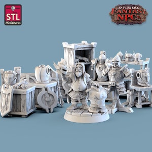 Armor Merchant Set with minis  Dungeons and Dragons, Pathfinder, Tabletop Gaming 28mm Terrain RPG