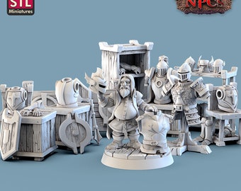 Armor Merchant Set con minis Dungeons and Dragons, Pathfinder, Tabletop Gaming 28mm Terrain RPG