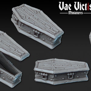 Wooden Coffins RPG miniature furniture 3D Printed  28mm Scatter Terrain Tabletop Fantasy Scenery Gaming D&D props pathfinder