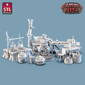 クックセット キッチン ダンジョンズ＆ドラゴンズ、パスファインダー、テーブルトップゲーム 28 mm 地形 RPG