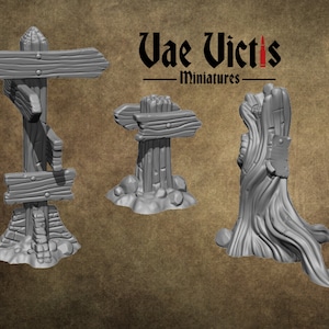 道路標識 RPG ミニチュア 3D プリント 28 mm 散布地形 卓上 ファンタジー 風景 ゲーム D&D 小道具 パスファインダー
