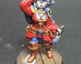 Tabaxi Cat Pirate Captain painted Dungeons and Dragons Mini RPG Tabletop Miniature DnD Painting Pathfinder 5e DnD gift