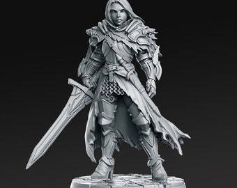 Lydia The Lioness Female Warrior dnd miniature Résine imprimée 28-32mm miniature Tabletop Fantasy Gaming D&D Pathfinder Frostgrave RN Estudio