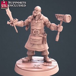 Blacksmith dnd miniature 3D Resin Printed 32mm Tabletop Fantasy Gaming D&D Pathfinder Frostgrave RN Estudio