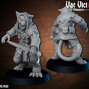Tabaxi Bandit RPG Miniature 3D Resin Printed 28-32mm Tabletop Fantasy Gaming D&D Pathfinder Frostgrave