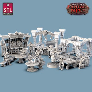 Tavern Set with minis Dungeons and Dragons, Pathfinder, Tabletop Gaming 28mm Terrain RPG