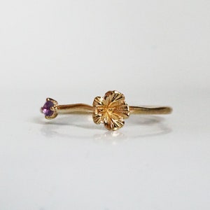 14K Solid Gold Violet Ring • February Birth Flower