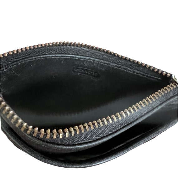 Vintage Black Leather coach Zipper Change Purse Gem
