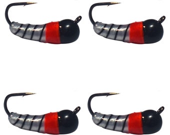 Kenders (4 Pack) BLACK RED WHITE  Tungsten Akua Jig Skuds Panfishing Jigs